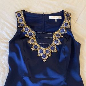 Stunning TRINA TURK dress SIZE 4 dressy party cocktail DEEP BLUE perfect EC